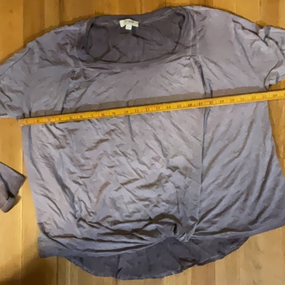 Umgee Mineral Wash Long Sleeve Pullover, Twist Front, Light Purple Top - Picture 7 of 8